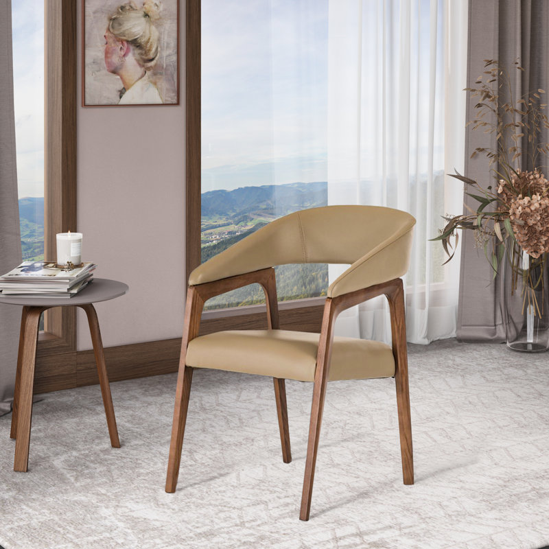 Corrigan Studio?? Sadiye Modern Taupe & Walnut Dining Chair | Wayfair